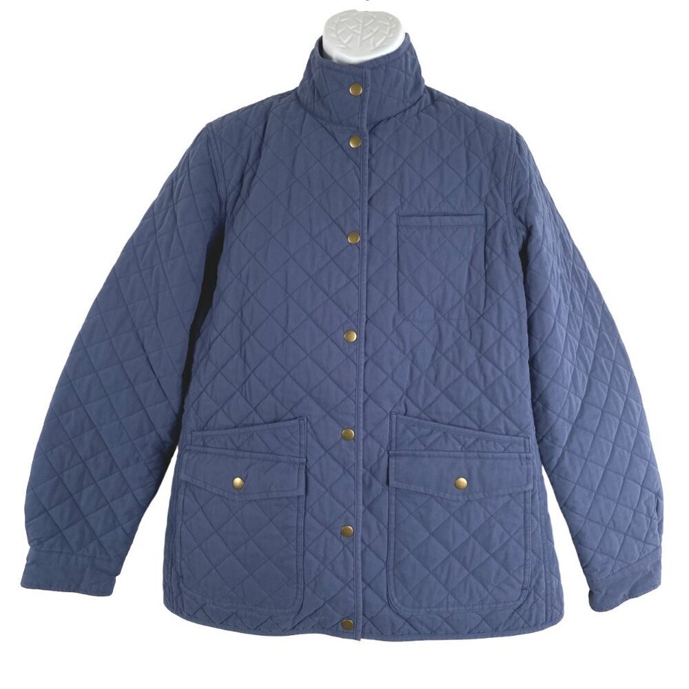 Duluth Trading Co Quilted Jacket in Blue with Brass Buttons